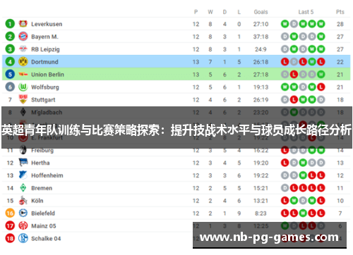英超青年队训练与比赛策略探索：提升技战术水平与球员成长路径分析
